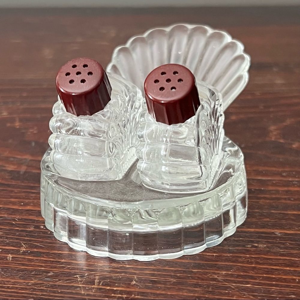 Elegant Glass Salt and Pepper Shaker Set with Brown Lids